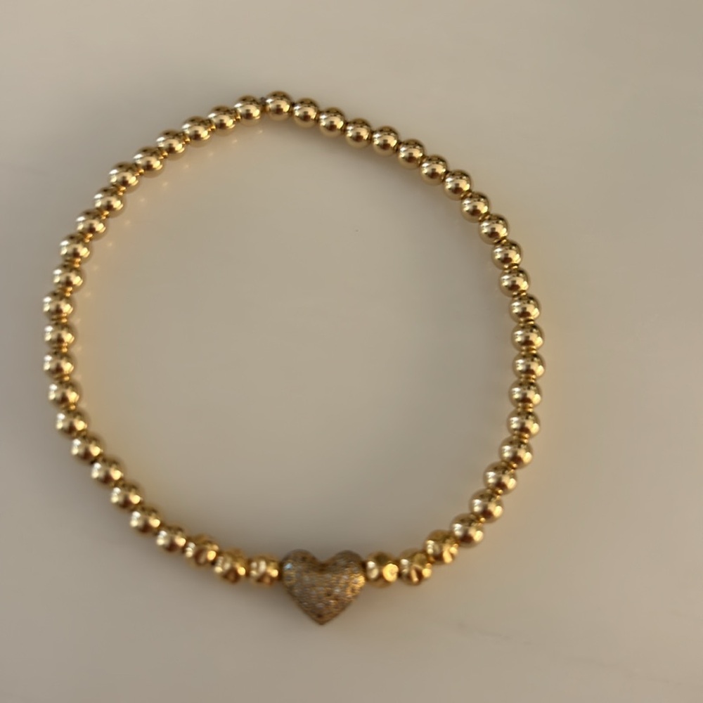 14k gold with diamond heart bracelet